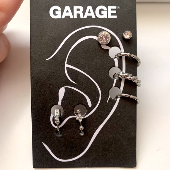 NWT Mixed Set of Silver Earrings from Garage & 3 Pairs of Silver Hoop Earrings - Picture 4 of 5